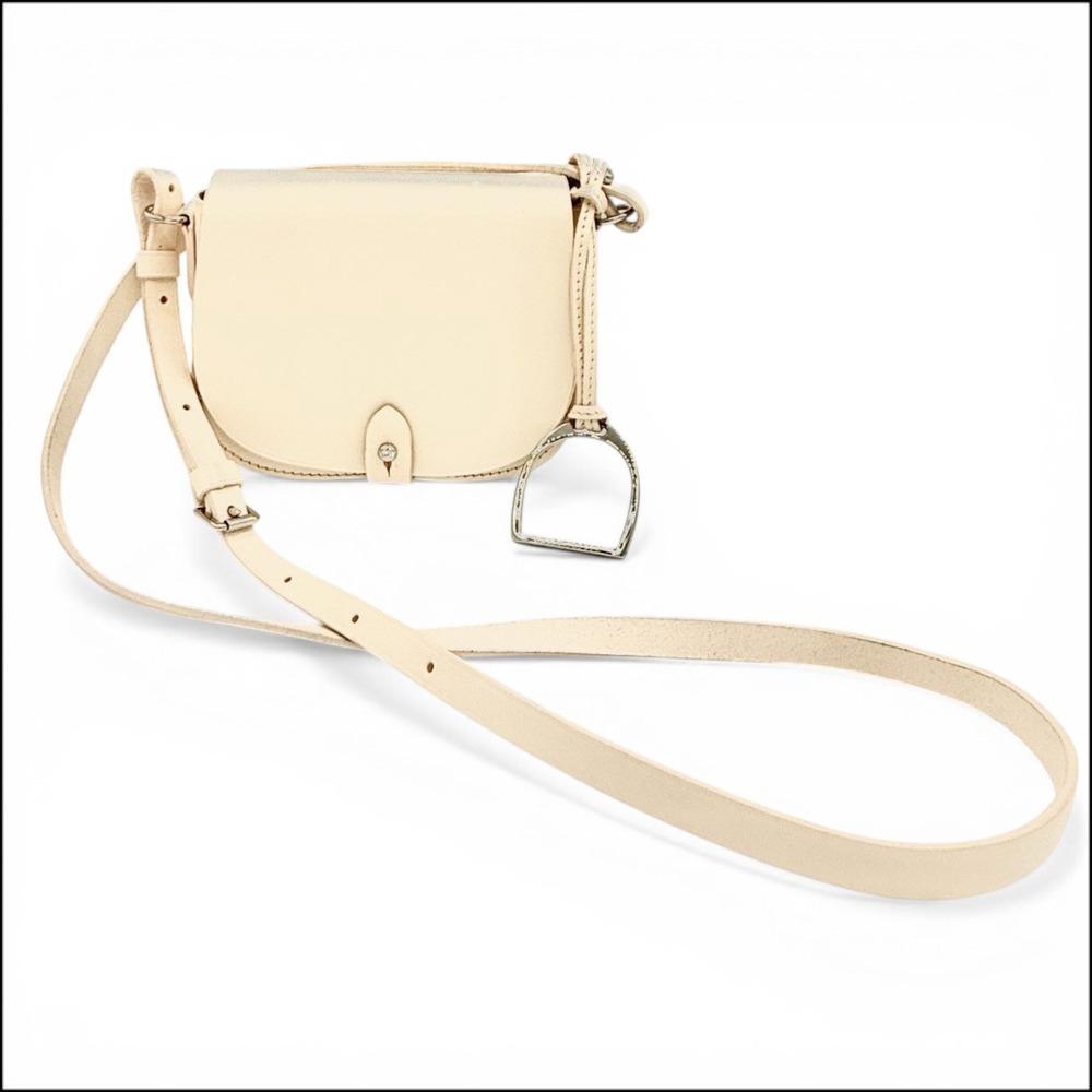 Ralph Lauren Collection Stirrup Mini Satchel Cream Leather Italy Equestrian Bag‎